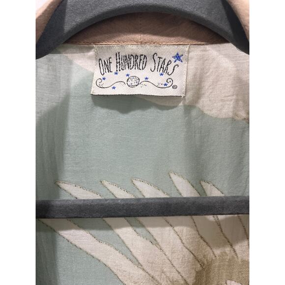 One Hundred Stars Stork Sky Print Shawl Collar Tie Waist Wrap Robe OS - Picture 4 of 10